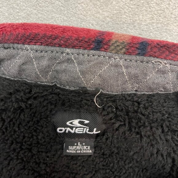 ONeill Sherpa Lined Flannel Shacket Mens Sz L Tartan Long Sleeve Button Up Shirt - Picture 2 of 10